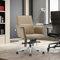 Chaise de direction ergonomique moderne à dossier mi-haut, pivotante, réglable en hauteur, en cuir PU, élégante, pour gestionnaires, personnel, réception, salle de réunion