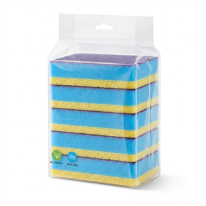 Éponge de nettoyage multifonctionnelle 3-en-1, tampon dégraissant rectangulaire pour cuisine avec éponge nano abrasive diamantée en coton de pâte de bois - Product Image 3