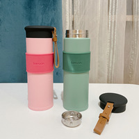 330ml 450ml Bouteilles d'eau en acier inoxydable avec sangle et étui en silicone Flacon à vide portable de voyage isolé