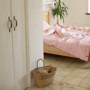 寝具ベッドセットオガニックストーン卸売冬洗浄100% ネイチャーフレンチフラックスリネンライトピンク4ピース織り40プレーンソリッド4個 - Product Image 3