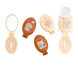 Foldable Mirror <b>Comb</b> Small Plastic Scalp Massage Travel Hairbrush With Mirror For General Use - Product Image 3