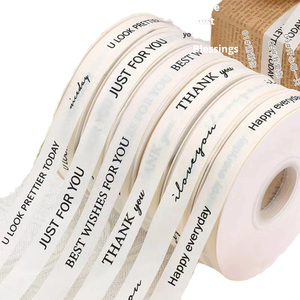 ริบบิ้นผ้าฝ้ายพิมพ์ลายตัวอักษรภาษาอังกฤษสำหรับตกแต่งเค้กวันเกิดและห่อของขวัญ - Product Image 1