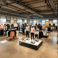 Présentoir de Vêtements Industriel en Acier Inoxydable pour Magasin de Sportswear, avec Vitrine Centrale, Certifié CE ETL