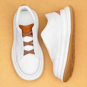 British leather men's <b>shoes</b>. New 2026 style. Business casual minimalist sporty color contrast thick-soled breathable white <b>shoes</b> - Product Image 1