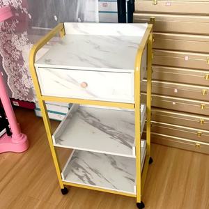 Chariot de rangement en métal au design moderne pour équipement de salon de coiffure et de beauté - Or et Argent par Makeup Saloon - Product Image 5