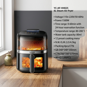 Nouvelle friteuse à air électrique carrée de 6 L, contrôle numérique, revêtement antiadhésif, économie d'énergie, en alliage d'aluminium, pour la maison et l'hôtel - Product Image 3