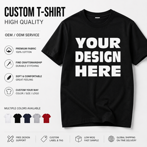 เสื้อยืดพรีเมียมผ้าฝ้าย 100% คอกลม แขนสั้น สำหรับผู้ชาย สกรีนโลโก้ตามสั่ง รับผลิตแบรนด์ส่วนตัว OEM ODM ขายส่งจากโรงงาน - Product Image 1