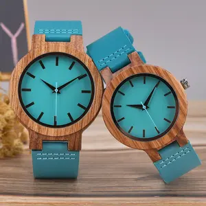 Conjunto de relojes de madera de cebra de cuarzo para hombre y mujer, pareja de relojes de pulsera de San Valentín, regalo romántico de boda Popular