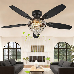 <b>Ceiling</b> <b>Fan</b> With Crystal Chandelier 5 Blades LED Light <b>Remote</b> <b>Control</b> For Living Room Bedroom - Product Image 1