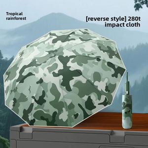 Parapluie automatique compact camouflage à trois plis, protection UV UPF 50+ |   Résistant au vent pour une utilisation en extérieur et professionnelle - Product Image 4