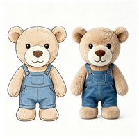 Ours en peluche personnalisé, mignon et doux, avec salopette en jean bleue, jouet en peluche confortable