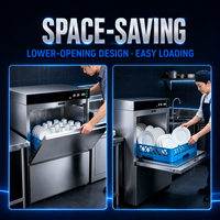 Mesin Pencuci Piring Komersial Bawah Meja Stainless Steel Otomatis untuk Restoran, Kafe, Bar, Hotel, Dapur