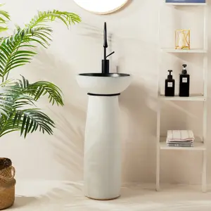 Fashion Attractive Design Ceramic Pedestal Sink Bathroom One Piece Wash Basin
