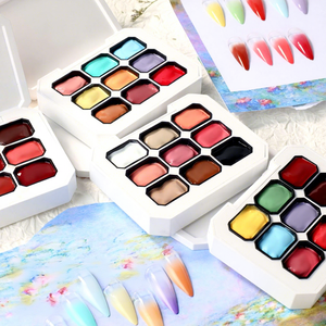 Set de Gel para Decoración de Uñas con Impresión UV, Gel <span class=keywords><strong>Platino</strong></span> con Purpurina y Lentejuelas, 9 Colores, Paleta de Gel para Pintar Uñas - Product Image 1