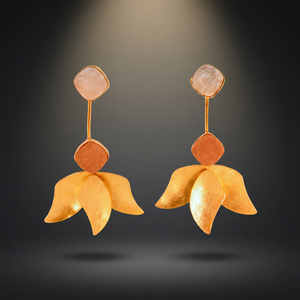 Boucles d'oreilles créoles en acier inoxydable, faites à la main, avec pierres précieuses, style bohème tendance - Product Image 4
