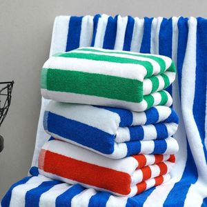 Serviettes de plage et de voyage rayées en coton éponge épais 100 % personnalisables avec logo – Vente en gros - Product Image 1