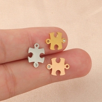 Breloques Puzzle en acier inoxydable plaqué or 18 carats, pendentif puzzle pour couple, collier, bracelet, bijoux, accessoires