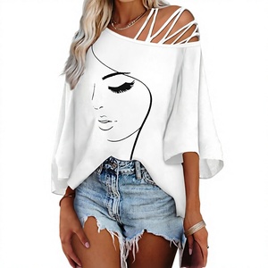 T-shirt imprimé pour femmes, coupe ample, manches courtes, col rond, décontracté, été - Product Image 2