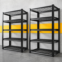 Étagères de rangement en métal noir OEM ODM, 5 niveaux, en treillis métallique, pour garage, taille et couleur personnalisées
