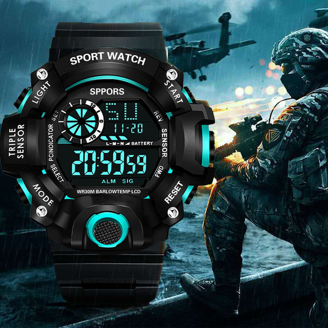 Students Multifunctional Alarm Sport Adult Outdoor Special Forces Drop-proof Waterproof Luminous Electronic Watch