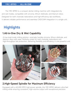 เครื่องกัดซีเอ็นซี Yucera YRC-8 PRO ความแม่นยำสูง แบบห้าแกน สำหรับงานแห้งและเปียก  แบบออลอินวัน สำหรับห้องปฏิบัติการทันตกรรม - Product Image 5