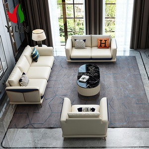 تصميم عصري طويل كريم جلد وسائد مقطعية بالصين مورد أثاث Canape En Cuir للاستخدام الفندقي للشقق - Product Image 6