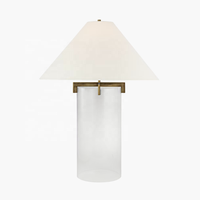 Lampe de table Brooks en verre et tissu, style art moderne, pour chambre à coucher, café, restaurant, hôtel, intérieur