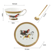 Tasse à café de luxe à motif cheval, ensemble cadeau de tasses à thé en porcelaine fine, fournitures de bureau et de restaurant, décoration intérieure, vente en gros