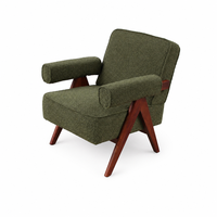 Fauteuil capitonné en bois massif de style américain rétro, nordique, Wabi-Sabi français, mobilier de luxe léger pour hôtel, club, maison, bar