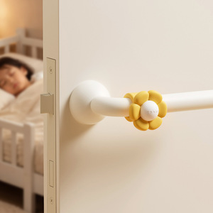 Door Handle Anti Collision Pad Silicone Yellow Flower Shape For Bedroom Door Safety Protection - Product Image 1
