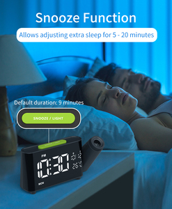 Chiếu kỹ thuật số Đồng hồ báo thức với FM Đài phát thanh nhiệt độ độ ẩm lớn LED hiển thị cho phòng ngủ cạnh giường ngủ Đồng hồ bàn điện tử - Product Image 6