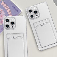 Coque de téléphone transparente en silicone TPU antichoc avec poche pour cartes et support, prix usine, compatible iPhone 17/16/15/14/13/12/11/XS Max/8 Plus, durable