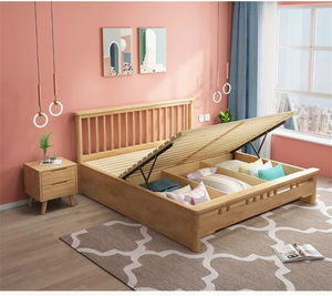 <span class=keywords><strong>Cama</strong></span> Doble Moderna Nórdica de Madera Maciza, Diseño Simple y Moderno con Cabecera Acolchada - Product Image 4