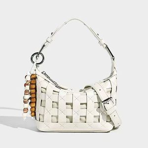 Borsa Estiva da Donna alla Moda, <span class=keywords><strong>Mini</strong></span> Borsa Impermeabile in Pelle PU Intrecciata a Mano, Chiusura con Cerniera, Fodera in Poliestere, Borsetta per Uso Quotidiano - Product Image 2