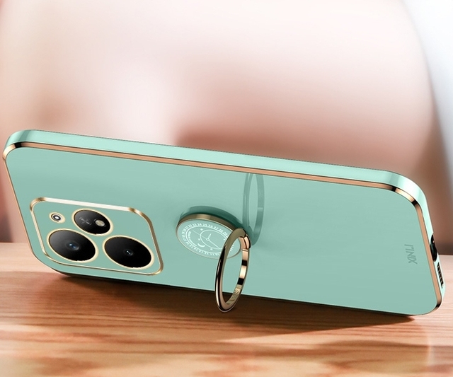Candy Color 6D Electroplated Soft TPU Back Case for Realme Neo7 Turbo C75 OPPO A5X A5 Pro Ring Stand Soft Slim Bumper Cover