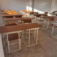 Mobilier scolaire primaire chaise d'étude pour étudiant unique contreplaqué Durable conception en bois ensemble de bureau et de chaises de salle de classe