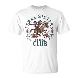 Camiseta Feral Sisters Social Club para mujer, camiseta de cuello redondo de talla grande - Product Image 1