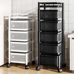 Kitchen Storage Rack 5 Tier Rolling Cart With Wheels Multi Functional Organizer For Toys Snacks Fruits Vegetables - Product Image 1