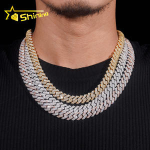 미국 신규 입고 12mm 925 실버 쿠반 링크 체인 모이사나이트 힙합 주얼리 남성용 아이스드 아웃 모이사나이트 다이아몬드 목걸이 - Product Image 4