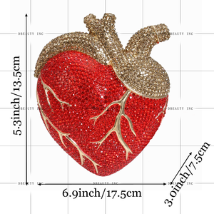 Bolso de Mano Romántico con Cristales en Forma de Corazón para Mujer, Brillante con Pedrería, para Eventos Nocturnos, Bodas, Halloween, con Correa de Cadena - Product Image 2