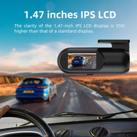 Mini caméra embarquée 2K avec système ADAS, GPS, Wi-Fi, enregistrement en boucle et enregistrement d'urgence, objectif unique, écran IPS 135 degrés