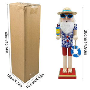Décoration de fête tropicale de Noël en juillet, <span class=keywords><strong>casse</strong></span>-<span class=keywords><strong>noisette</strong></span> en bois de noix de plage, soldat hawaïen, Père Noël en bois - Product Image 4