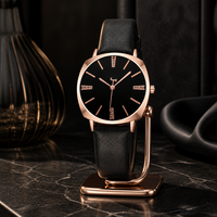 Montre pour femmes au design simple, boîtier en alliage, bracelet en cuir véritable, mouvement à quartz chinois, montre analogique décontractée pour femmes