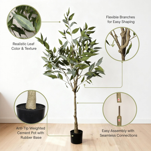 Artificial Eucalyptus <b>Tree</b> 5FT Black Pot Realistic Indoor Plant for Home Office Decoration - Product Image 5