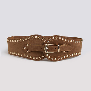 <span class=keywords><strong>Ceinture</strong></span> large élastique en <span class=keywords><strong>daim</strong></span> avec rivets pour <span class=keywords><strong>femme</strong></span>, élégante et ajustable - Product Image 6