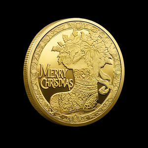 Feliz Navidad Moneda conmemorativa Regalo Chapado en oro Santa y muñeco de nieve Material de metal - Product Image 5