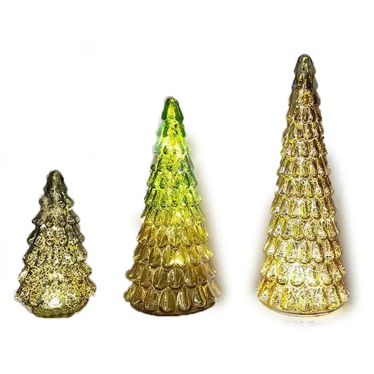 Neujahr kleine Dekoration Glas Geschenke Weihnachts baum Led Glas Ornamente Tisch leuchten zu verkaufen