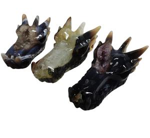 Sculture di Cristallo <span class=keywords><strong>Drago</strong></span> in Agata Druzy Intagliate a Mano, Dimensioni 3-5 Pollici, per Decorazione Casa - Product Image 2