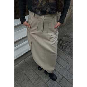 Jupe crayon longue décontractée avec poches cargo, en denim tricoté en coton et élasthanne, taille empire naturelle, taille XS, imprimée - Product Image 3