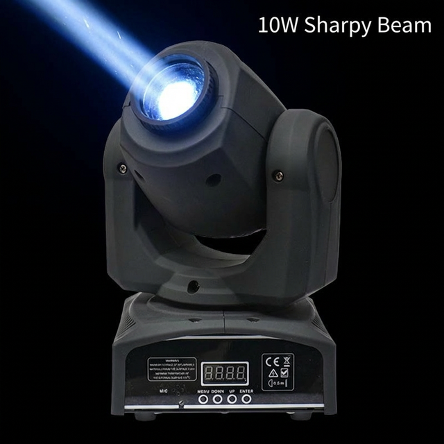 Mini Sharpy Beam Moving Head Light 10W Pan 540° Tilt 270° DMX512 Stage Effect for DJ Disco Club Concert Wedding Party